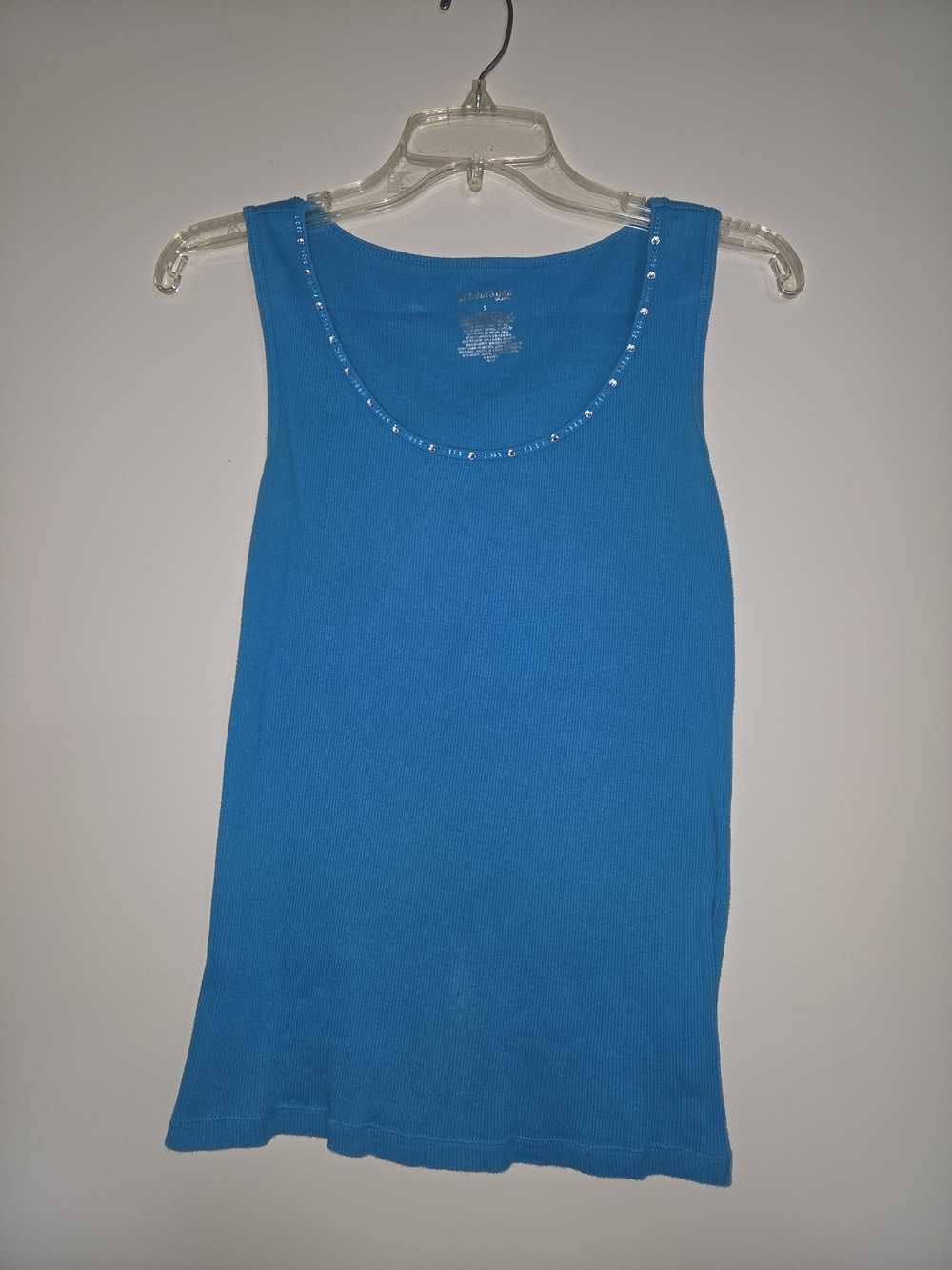 St. John's Bay Turquoise Sleeveless Tank with Beaded Neckline
